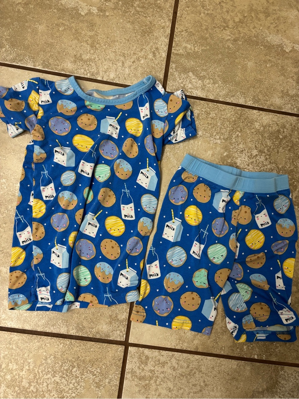 Little Sleepies Blue Cookie & Milk Short Pajama Set